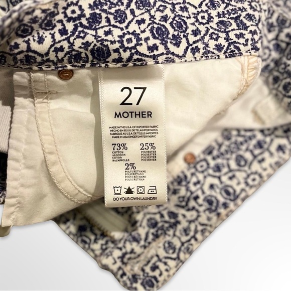 MOTHER Denim Colorblock Looker Shag Skinny Jeans in Blue/White - Picture 6 of 6